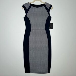 NWT EnFocus Studio Career Wear Dress Navy and Off White Size 4 Fitted